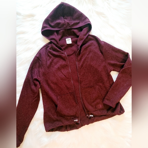 PINK Victoria's Secret Tops - Size small PINK maroon zipup hooded jacket